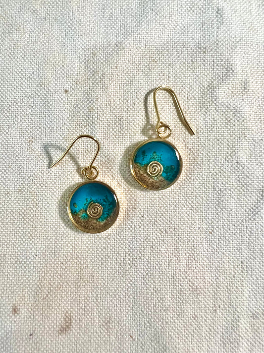 Blue Wave Beach with the Spiral, earrings