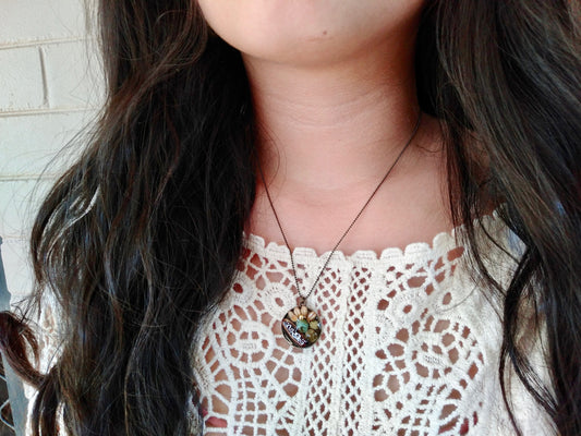 Gemstone & Seed necklace (Turquoise, Lapis lazuli or Chrysocolla)