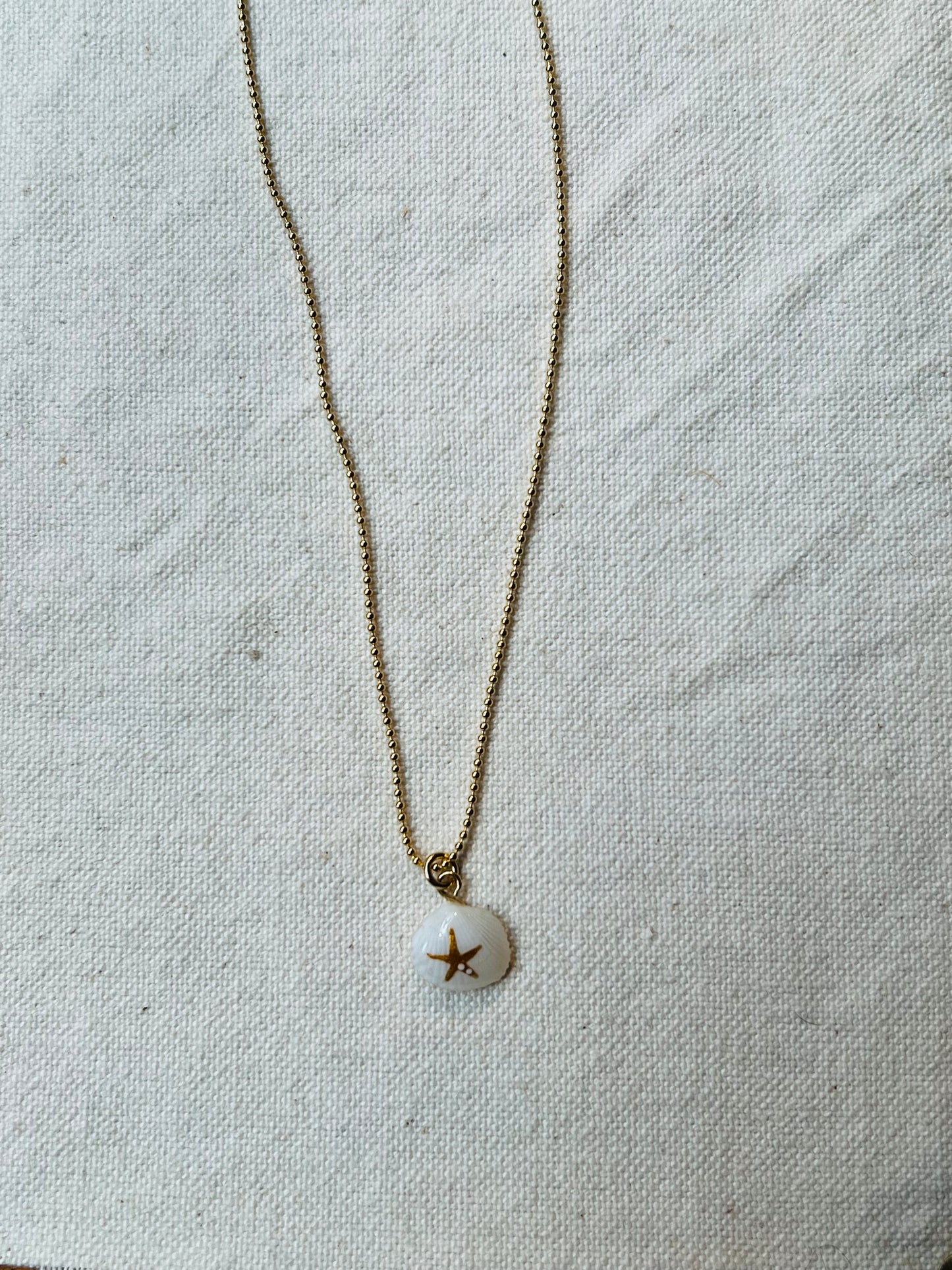 Tiny shell necklace with painting, little star fish