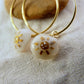 Tiny shell earrings with painting, little sun