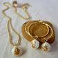 Tiny shell necklace with painting, little moon