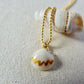 Tiny shell necklace with painting, little zig zag