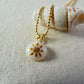 Tiny shell necklace with painting, little sun