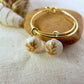 Tiny shell earrings with painting, little algae
