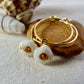 Tiny shell earrings with painting, little fish