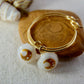 Tiny shell earrings with painting, little moon