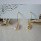Tiny shell earrings with painting, little zig zag