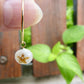 Tiny shell earrings with painting, little zig zag