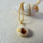 Tiny shell necklace with painting, little fish