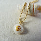 Tiny shell necklace with painting, little swirl