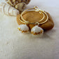 Tiny shell earrings with painting, little zig zag