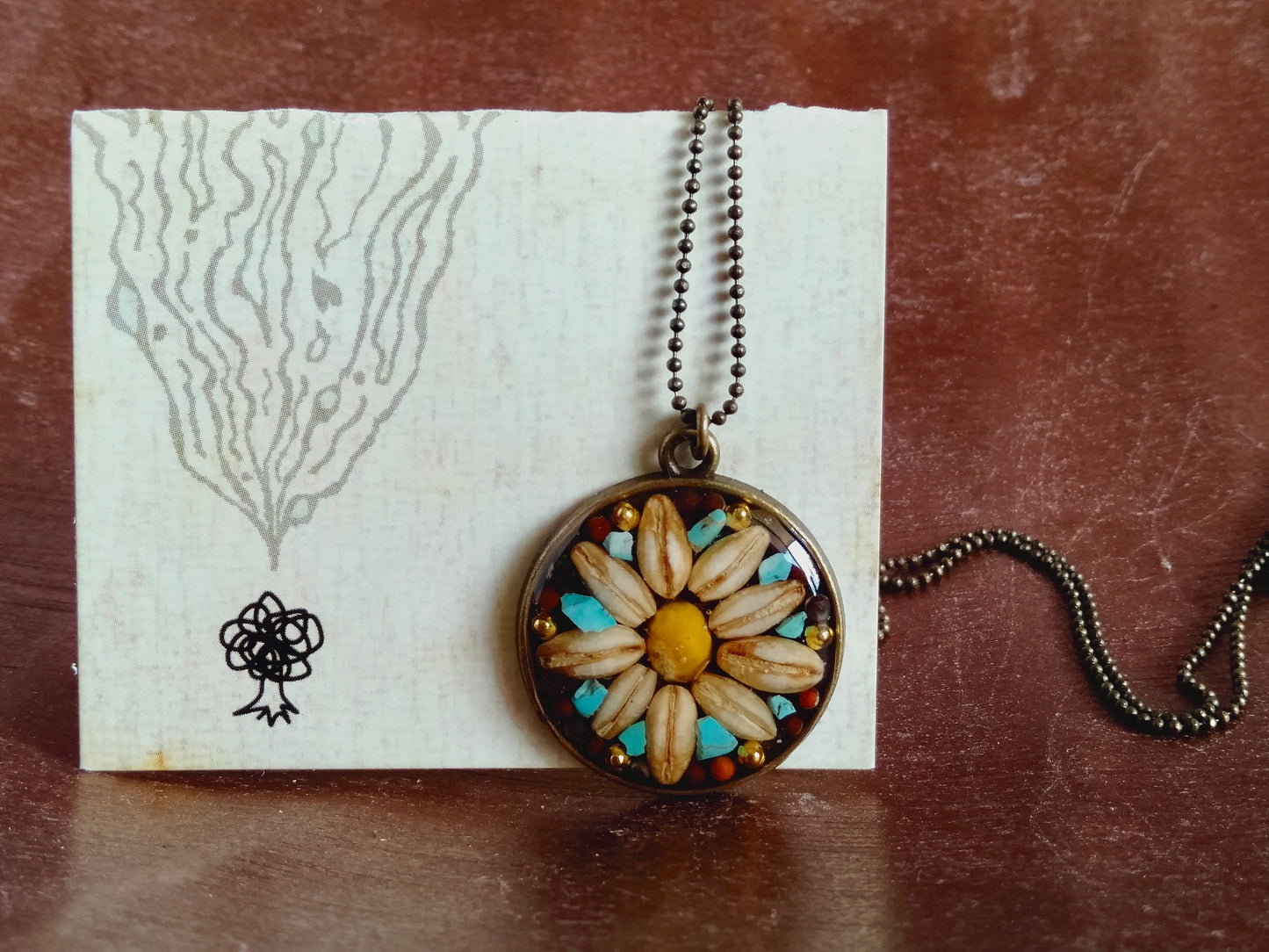 Gemstone & Seed necklace (Turquoise, Lapis lazuli or Chrysocolla)