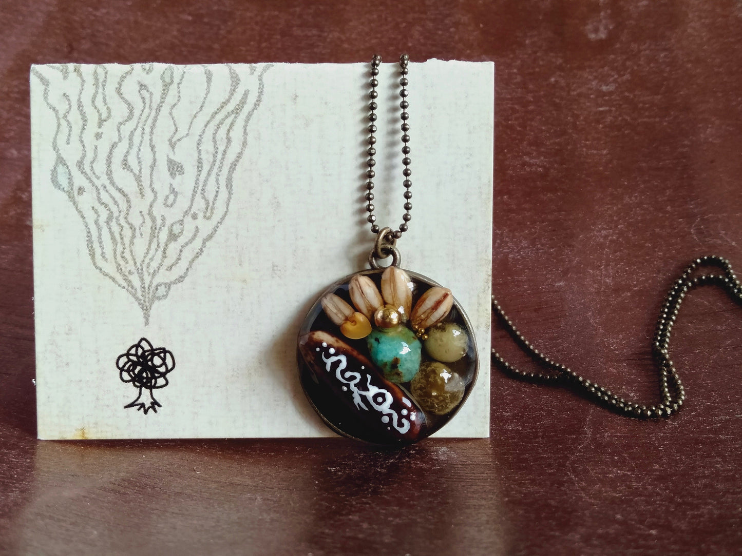 Gemstone & Seed necklace (Turquoise, Lapis lazuli or Chrysocolla)