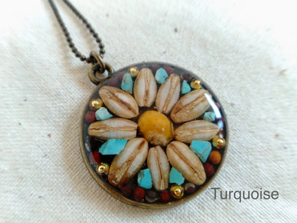 Gemstone & Seed necklace (Turquoise, Lapis lazuli or Chrysocolla)