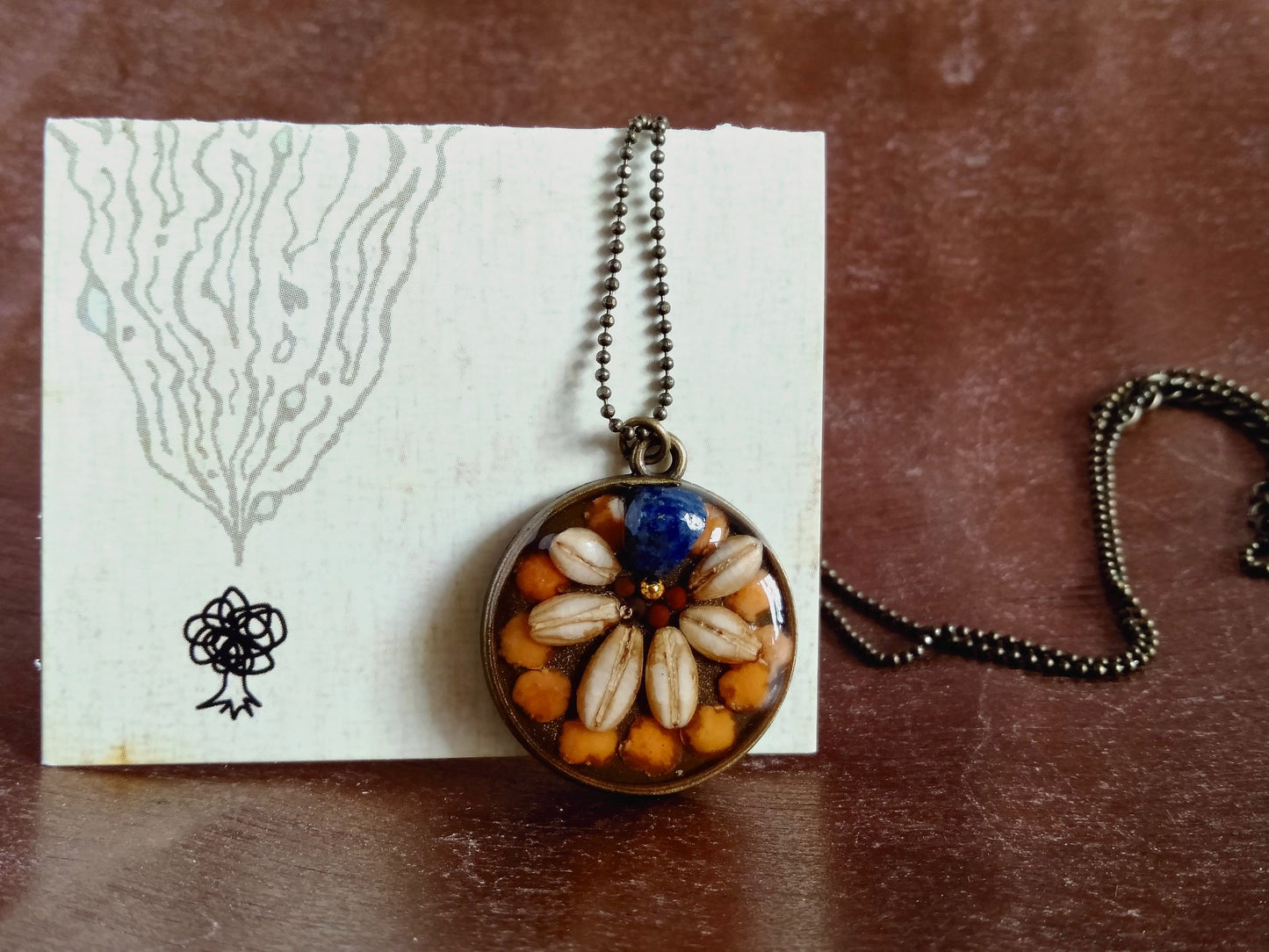 Gemstone & Seed necklace (Turquoise, Lapis lazuli or Chrysocolla)