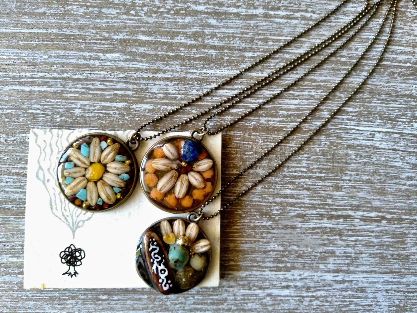 Gemstone & Seed necklace (Turquoise, Lapis lazuli or Chrysocolla)