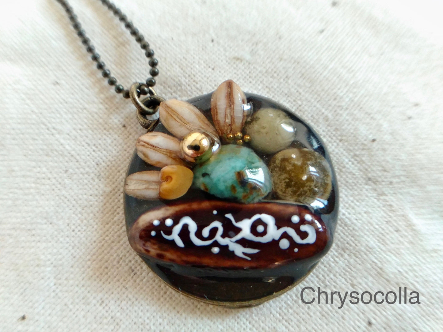 Gemstone & Seed necklace (Turquoise, Lapis lazuli or Chrysocolla)