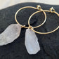 Natural crystal hoop earrings