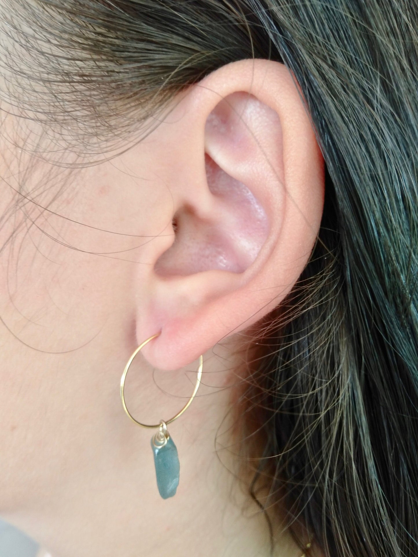 Sea Glass hoop earrings (Blue)