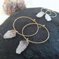 Natural crystal hoop earrings