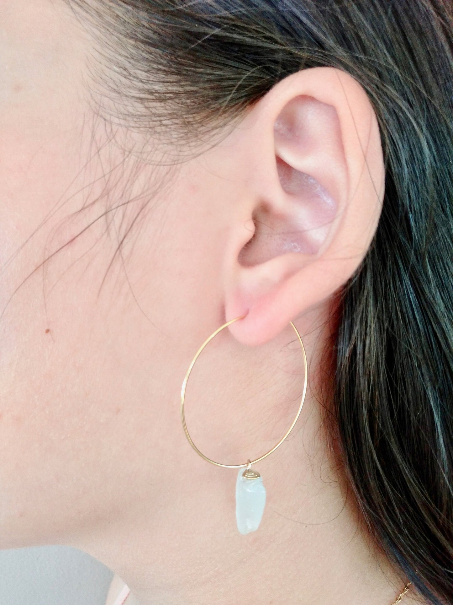 Natural crystal hoop earrings