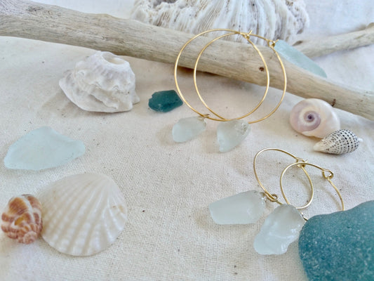 Sea Glass hoop earrings (Clear colour)