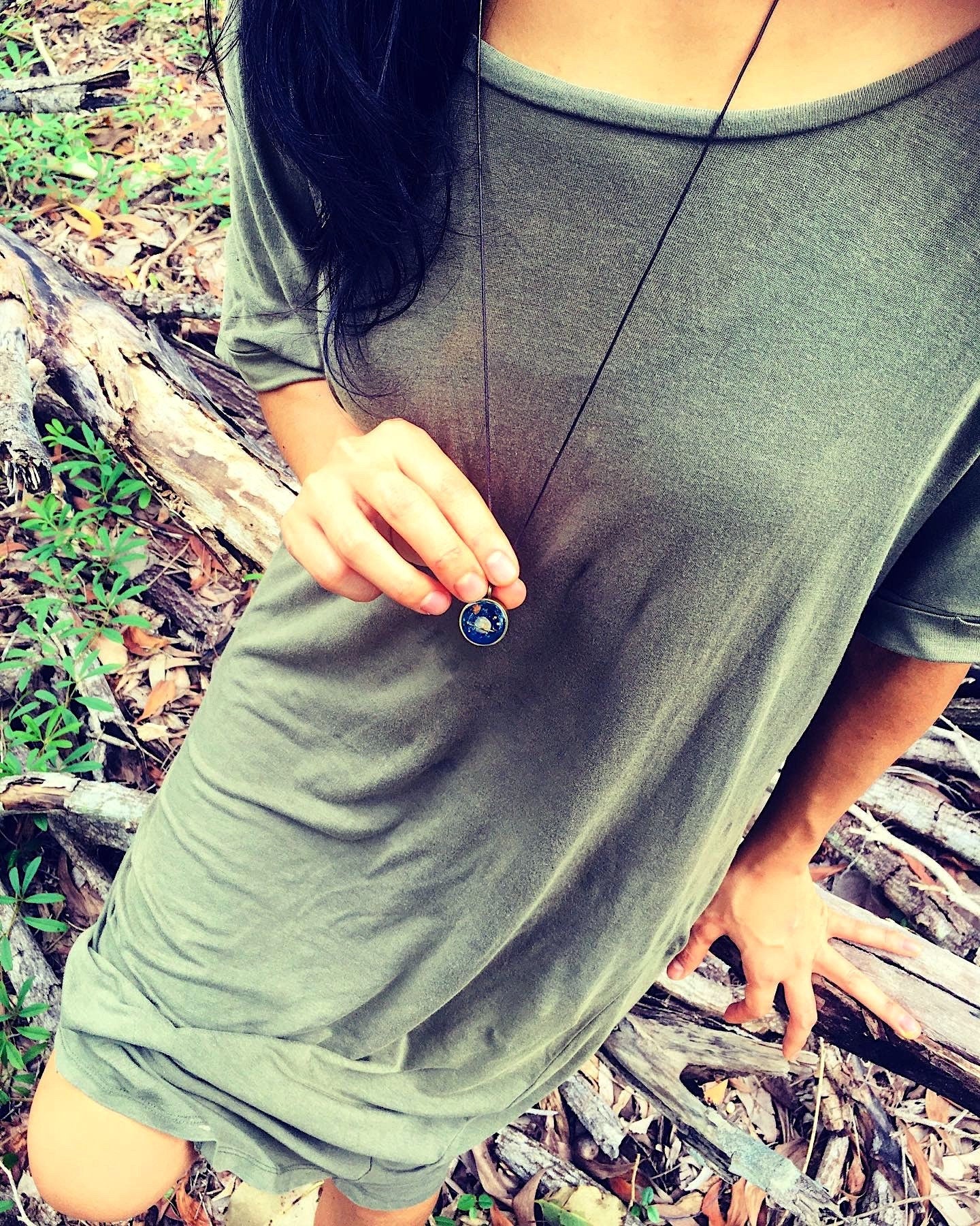 Green Planet Pendant with African Turquoise