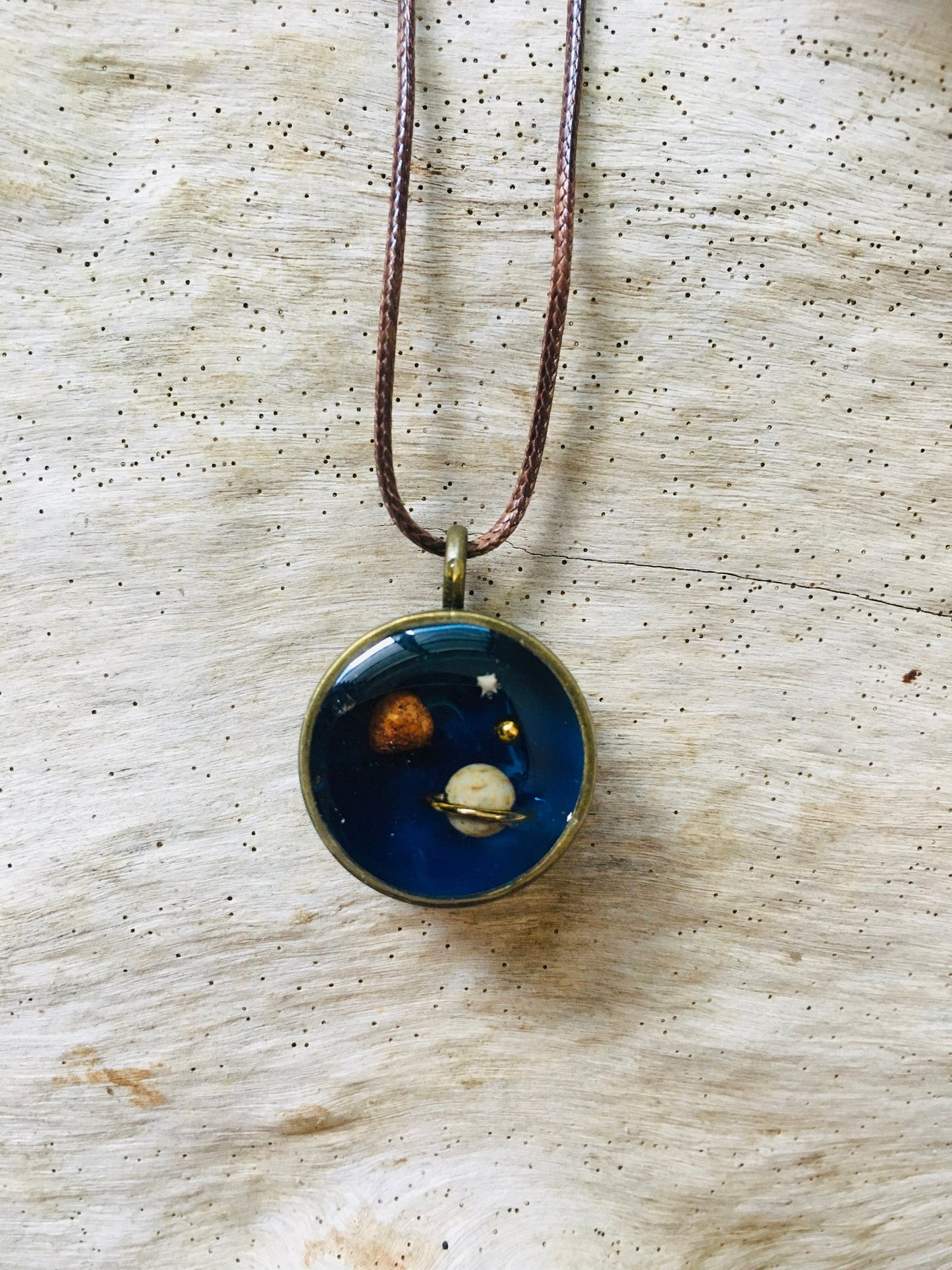 Luna Planet Pendant with Sand Stone