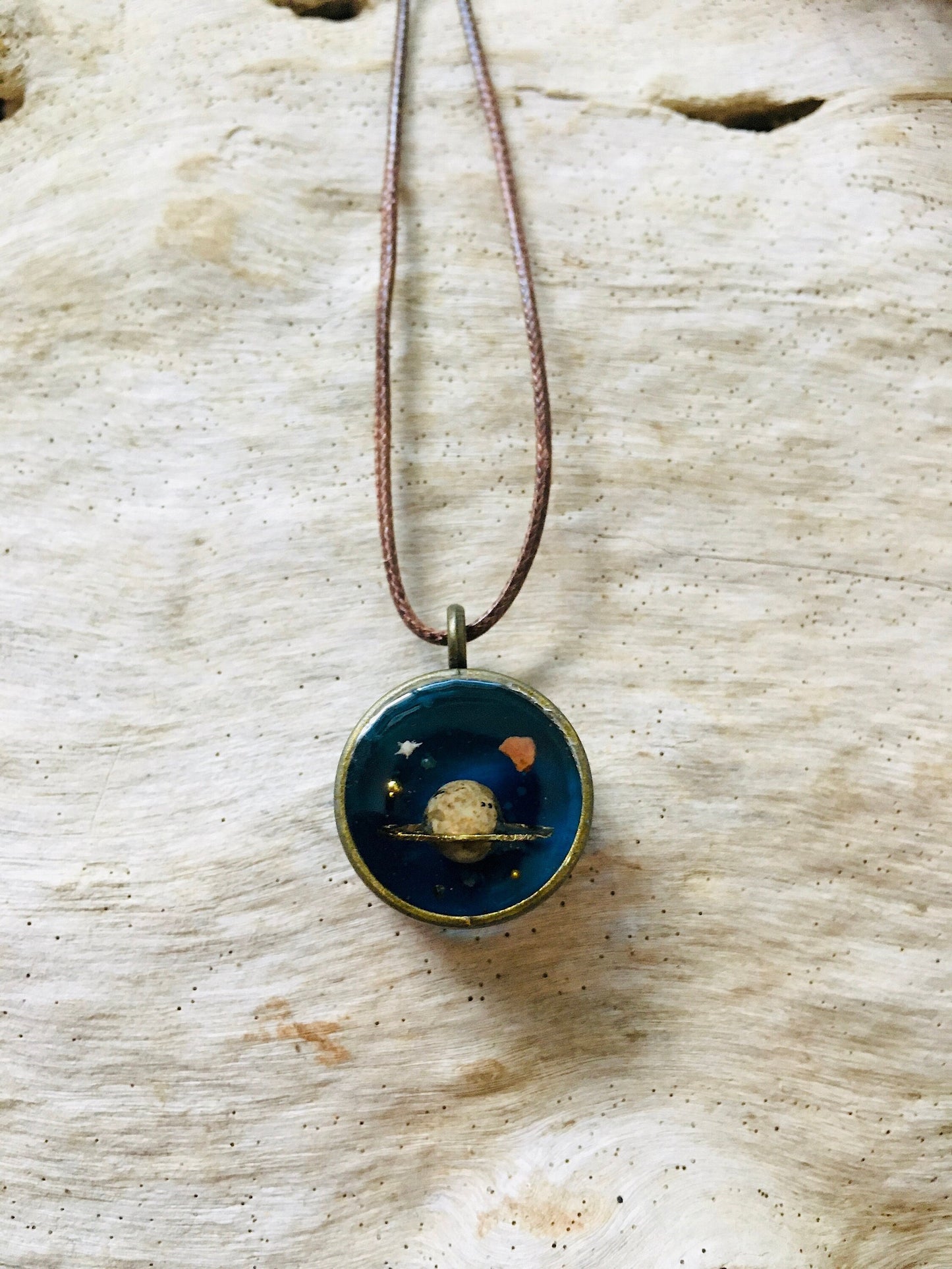 Luna Planet Pendant with Sand Stone