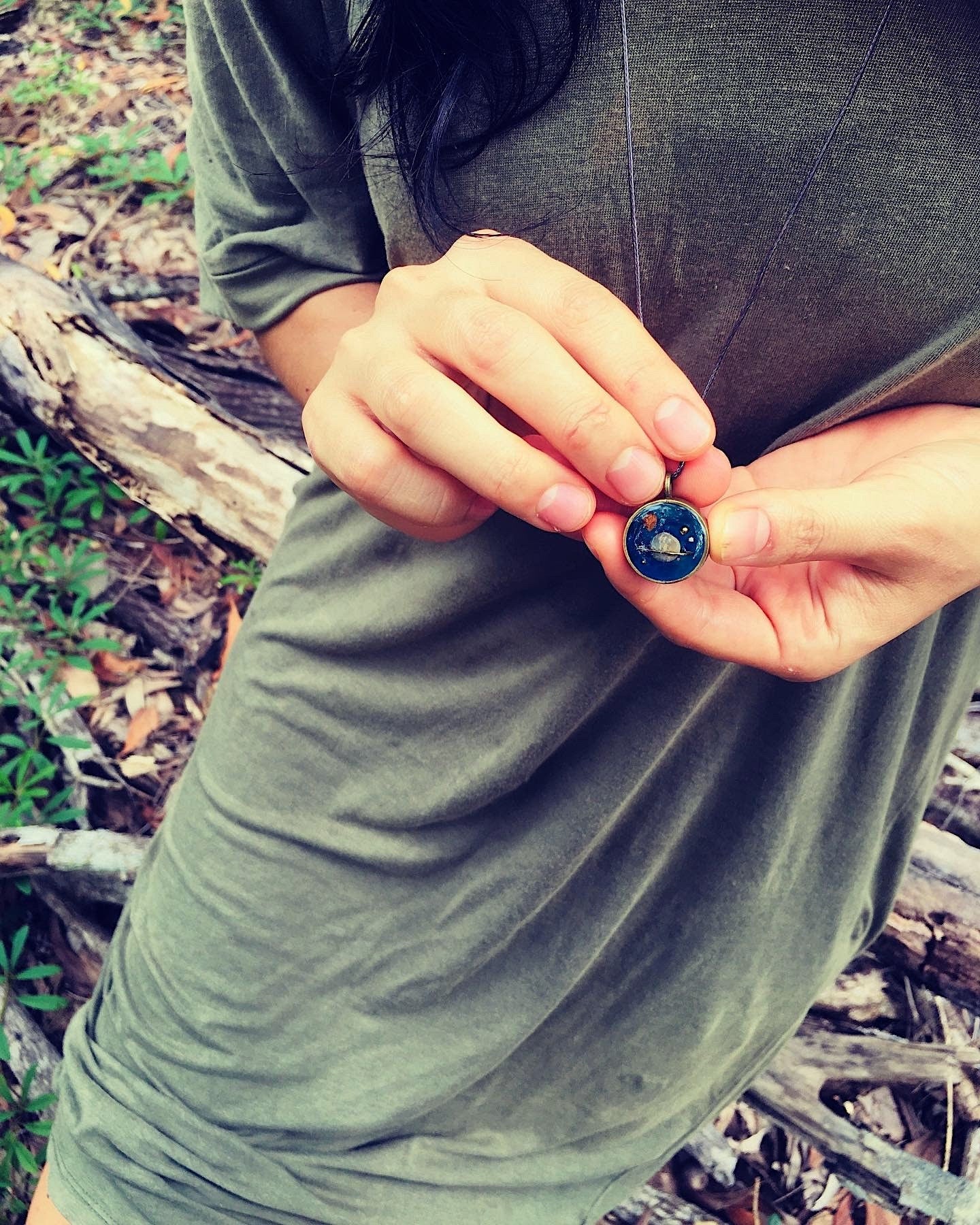 Luna Planet Pendant with Sand Stone